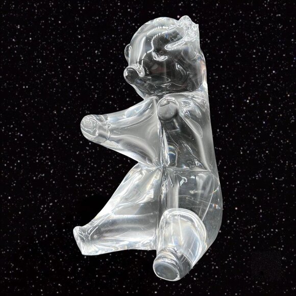 Konstglas Ronneby Sweden Crystal Clear Glass Bear Figurine Paperweight Vintage - Picture 4 of 10